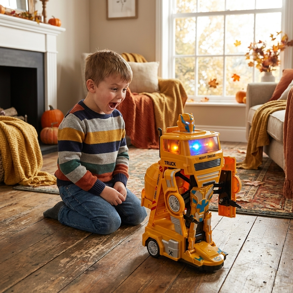 Dečak se igra sa robotom