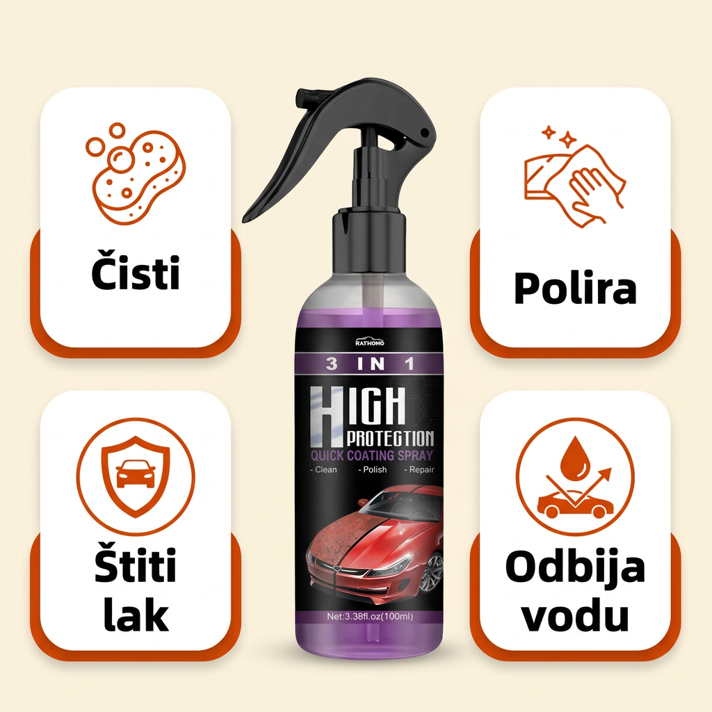 Sprej 3u1 – čisti, polira, štiti